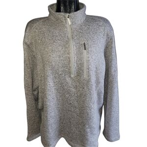 Woolrich Men's Gray Quarter-Zip Pullover Fleece Lined Sweater Jacket XXL